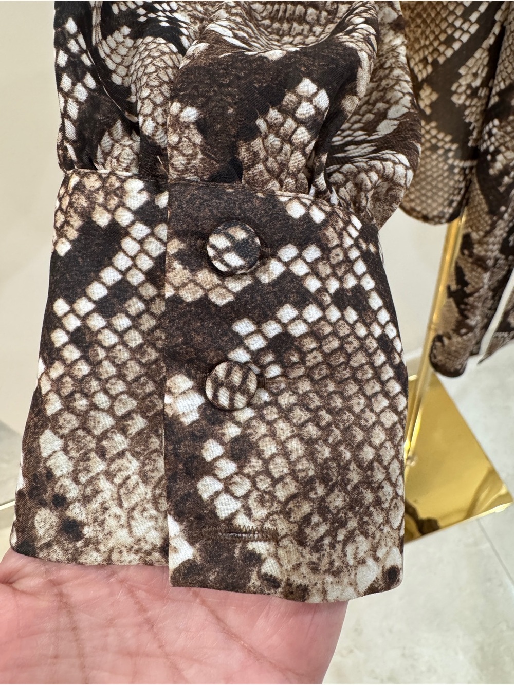 Altuzarra Snake-Print Tie-Neck Blouse Size S Brown and Black Animal Print Top - Picture 5 of 7